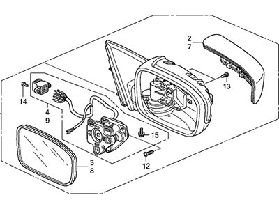 Honda 76250-SDN-A11ZF Mirror Assembly, Driver Side Door (Graphite Pearl) (R.C.) (Heated)