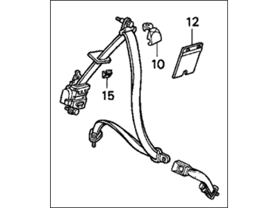 Honda 04824-SR8-A01ZB Seat Belt Set, Right Rear (3P-Elr) (Excel Charcoal)