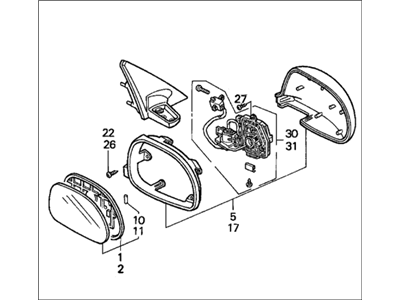 Honda 76200-SR0-A26ZF Mirror Assembly, Passenger Side Door (Paradise Blue Green Pearl) (R.C.)