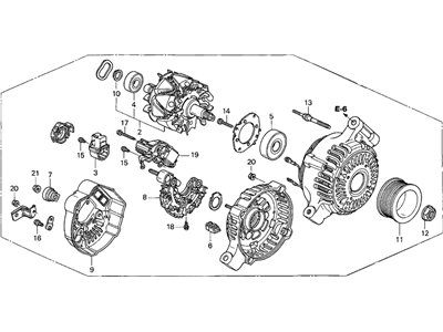 2003 Honda Civic Alternator - 31100-PRA-003