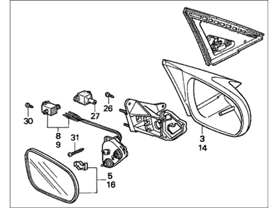 Honda 76250-S01-A25ZB Mirror Assembly, Driver Side Door (Granada Black Pearl) (R.C.)