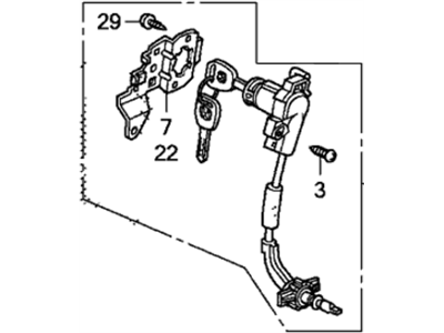 Honda 72145-SVA-A01 Cylinder, Passenger Side Door