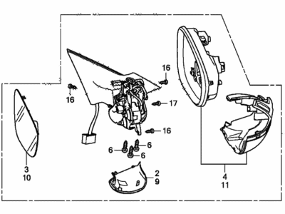 Honda 76258-TVA-C02 Set Driver Side, Mirror Assembly