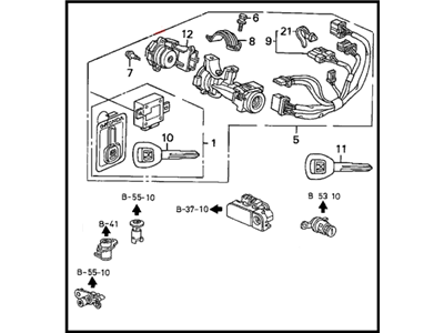 1999 Honda Prelude Ignition Lock Cylinder - 06350-S30-A11ZB