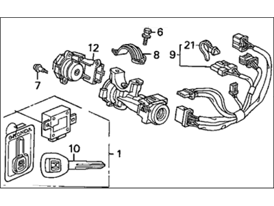 2000 Honda Prelude Ignition Lock Cylinder - 35100-S30-A13