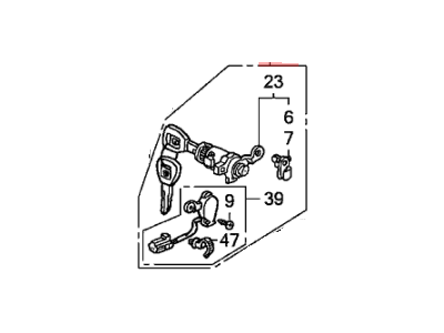 Honda 72185-S2A-A51 Cylinder, Driver Side Door