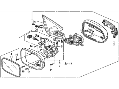 Honda 76200-SDR-A41ZD Mirror Assembly, Passenger Side Door (Graphite Pearl) (R.C.) (Heated)