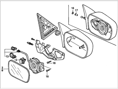 Honda 76200-S84-A21ZD Mirror Assembly, Passenger Side Door (Starlight Black Pearl) (R.C.)