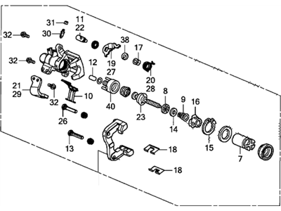 Honda 43019-TR0-A00 Caliper Sub-Assembly, Left Rear