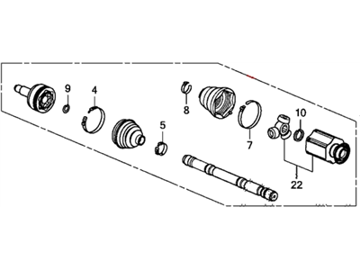 Honda 44305-TR4-A93 Shaft Assembly, R Drive