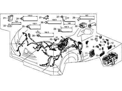 Honda 32200-T1W-A50 Wire Harness, Engine Room