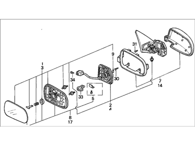 1992 Honda Accord Car Mirror - 76250-SM1-C26ZN