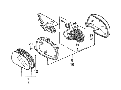 Honda 76200-SR0-A25ZB Mirror Assembly, Passenger Side Door (Granada Black Pearl) (R.C.)