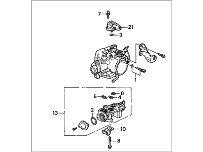 1993 Honda Civic Throttle Body - 16400-P06-A10