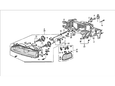 1992 Honda Accord Headlight - 33150-SM4-A03