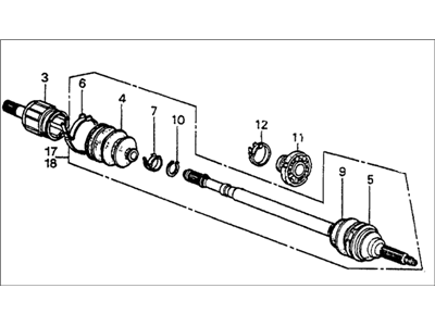 Honda 44306-692-671 Driveshaft Assembly, Driver Side