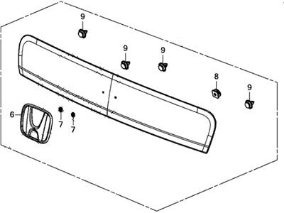 Honda 74890-TR0-A01ZD Garnish Assembly, Rear License (Polished Metal Metallic)