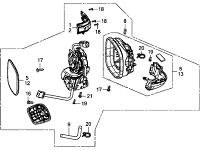 Honda 76208-TR2-A12 Set Passenger Side, Mirror Assembly