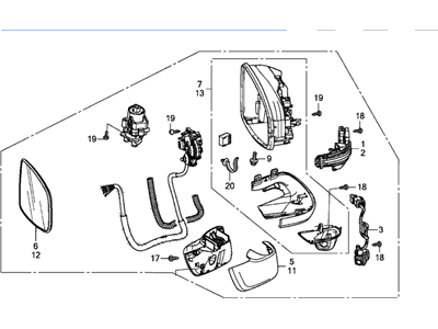 Honda 76208-T5R-305 Mirror Assembly, Passenger Side Door (Coo)