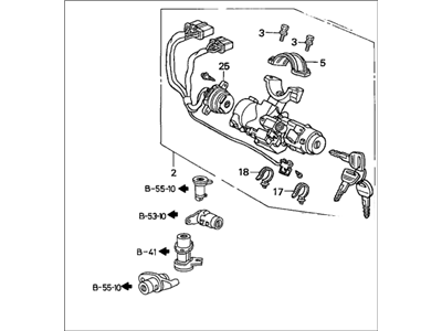 2000 Honda Civic Ignition Lock Cylinder - 06350-S01-A11