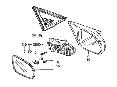 Honda 76250-S01-A05 Mirror Assembly, Driver Side Door