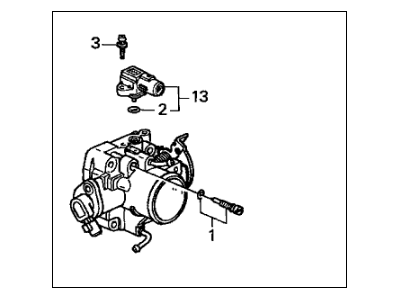 1999 Honda Civic Throttle Body - 16400-P2T-A01