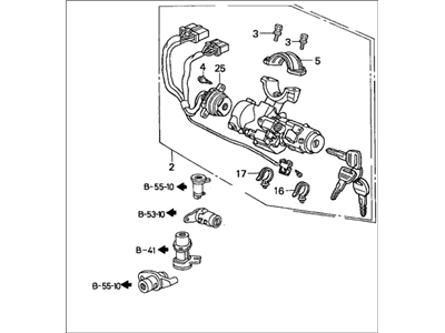 Honda 06350-S02-A10 Cylinder Set, Key (Service)