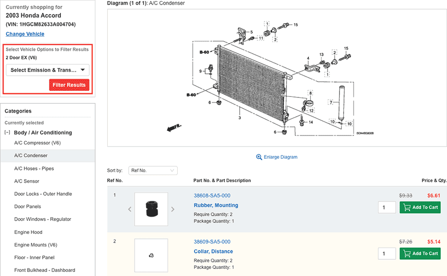 The part I'm looking for has multiple listings, what do I do?